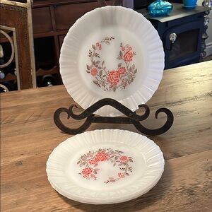 4 boho opal dinner plates from Termocrisa, Mexico - 1970